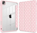Tuiklol for iPad Pro 12.9 Inch 6th/5th/4th/3rd Generation 2022 2021 2020 2018 Case,Built-in Pencil Holder Clear Transparent Protective Back Shell Cover with Auto Sleep/Wake, Spot-Pink