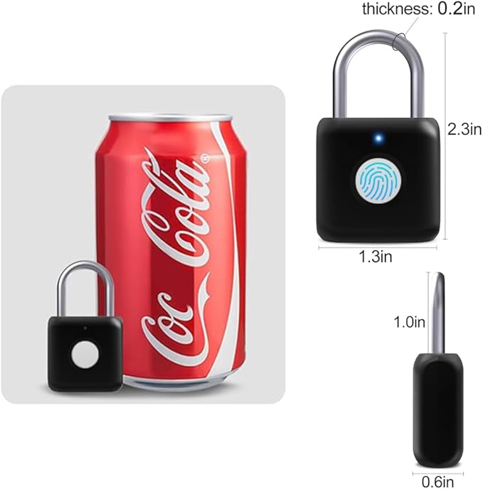 Fingerprint Padlock eLinkSmart Gym Locker Lock for Boys with Phone App iOS Watch Metal Keyless Combination Locks for School Sports Locker Toolbox Hasp Storage Obsidian Black