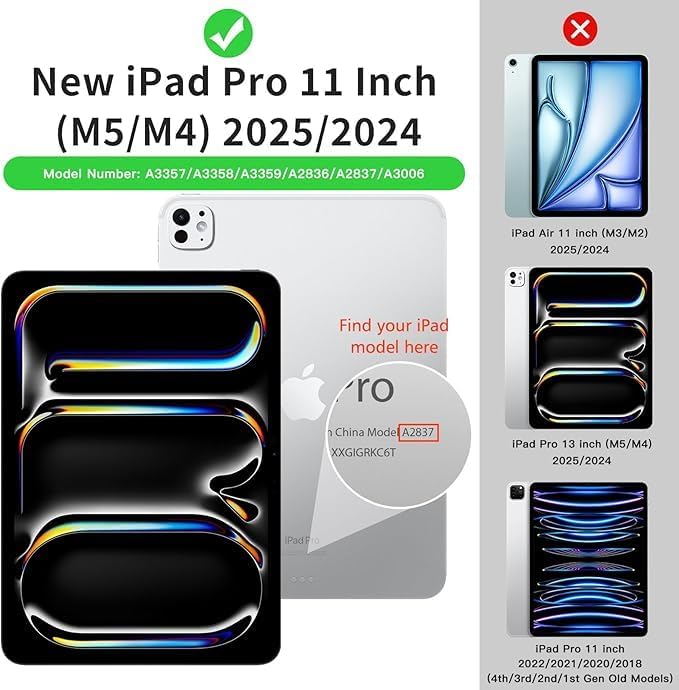 Case for iPad Pro 11 Inch (M5/M4) 2025/2024, Auto Wake/Sleep Slim PU Leather Folio Cover with Multi-Angle Stand and Pen Holder, Light Green