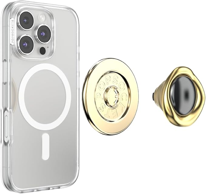 PopSockets Phone Grip for MagSafe, Magnetic Holder, Phone Stand, Crystal - Eye of the Beholder Gold
