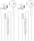 2 Pack Headphones USB C Wired for iPhone 17/17 Pro Max/17 Pro/16/15,Earphones in Ear HiFi Stereo Type C Earbuds Built-in Microphone & Volume Control for Galaxy S25 S24 S23