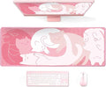 Gaming Mouse Pad XL Extended Anime Mouse Pad 31.5x11.8 inch, Large Cute Kawaii Big Computer Mouse Mat Desk Pad with Non-Slip Rubber Base and Stitched Edge for Home Office-Pink Cat