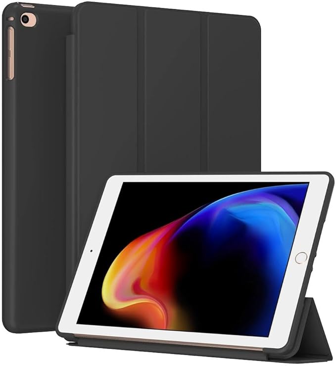 Case for iPad 9.7 Inch (iPad 5th Gen 2017 / 6th Gen 2018 / iPad Air 1 / Air 2) - Slim Lightweight Durable Trifold Stand Cover, Supports Auto Wake/Sleep, Black