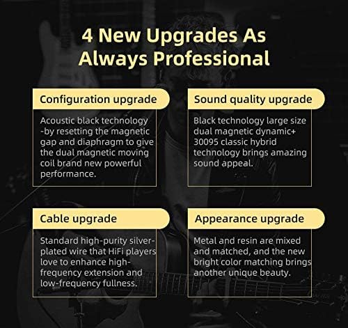 KZ ZSN PRO X HiFi in Ear Monitor IEM Headphones, 1BA 1DD Earbud Headphone Dual Driver Drummer Musician Earphone Stereo Headset with Removable C Pin Cable for Church (NO Mic, Dark Black)……