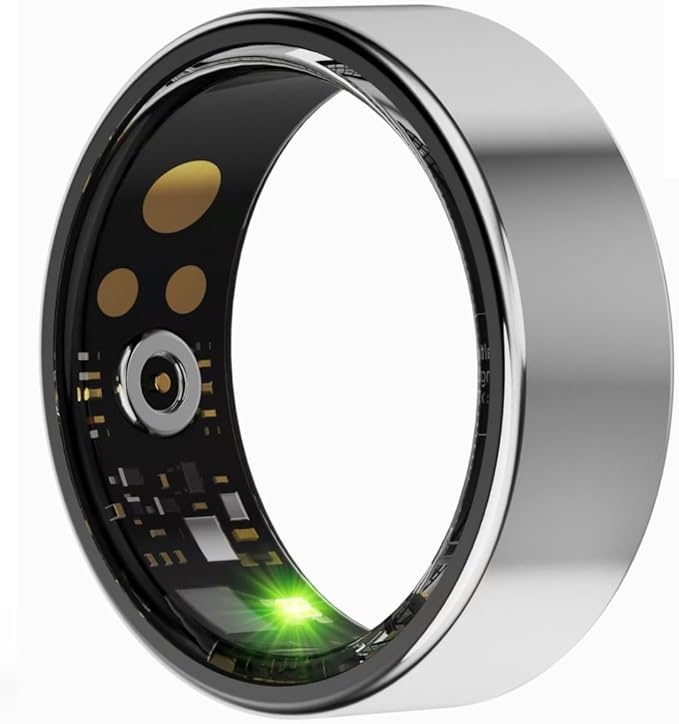 Smart Health Ring, Fitness Tracker with Heart Rate, Blood Oxygen, Blood Pressure, Sleep & Step Monitoring, Waterproof, Compatible with iOS & Android, No Subscription Required (Silver, 11)