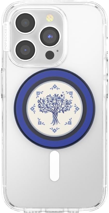 PopSockets Phone Grip for MagSafe, Magnetic Holder, Phone Stand, Blue - Olive Tree Tile