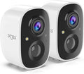 Dzees Outdoor Camera Wireless, 2K Battery Powered WiFi Surveillance Camera for Home Security System with Siren Alarm & Spotlight, Motion Detection, Color Night Vision, IP65 Waterproof Cloud/SD-2-Pack