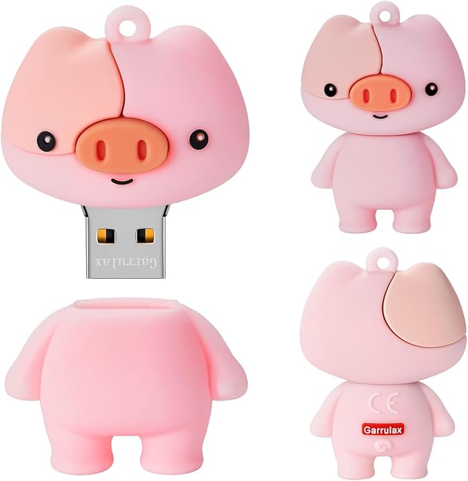 USB Flash Drives, 16GB/32GB/64GB/128GB Silicone USB2.0 High Speed Thumb Memory Stick Pen Date Storage Pendrive U Disk (Piggy, 32GB)