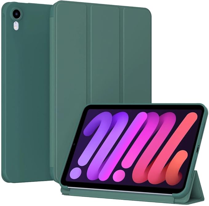 Case for iPad mini 7 (A17 Pro, 7th Generation) 2024 / iPad mini 6 (6th Gen) 8.3 Inch - Slim Lightweight Durable Trifold Stand Cover, Supports Auto Wake/Sleep, Green
