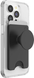 PopSockets Adhesive Phone Wallet and Card Holder with Grip - Black