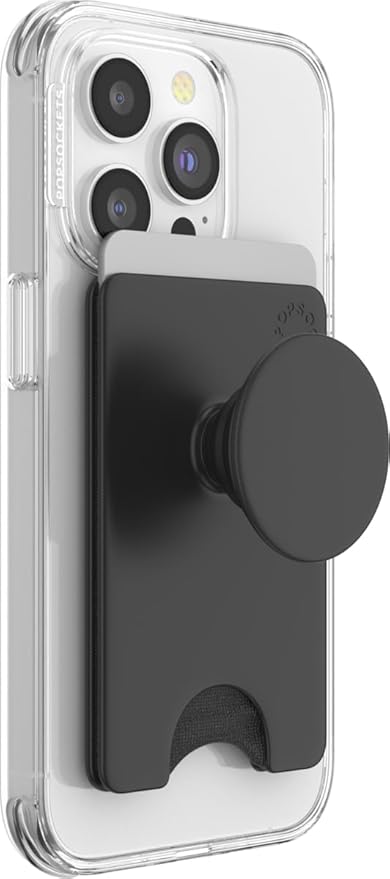 PopSockets Adhesive Phone Wallet and Card Holder with Grip - Black
