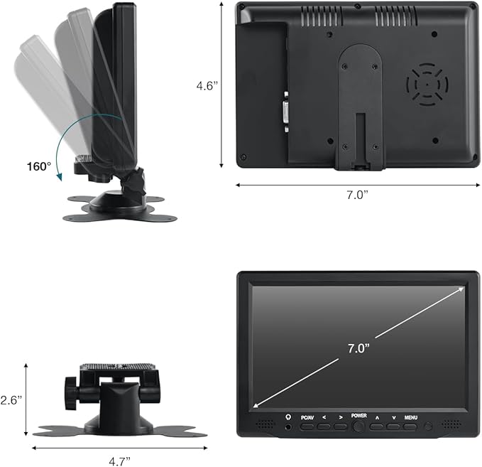 Hosyond 7 inch Small Monitor TFT LCD Display 1024X600 HDMI Mini Portable Screen for PC/TV/Camera/Gaming/Raspberry Pi