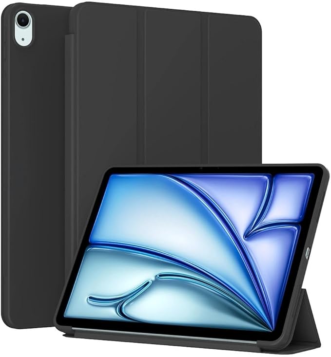Case for iPad Air 13 Inch M3 2025 & M2 2024, Slim, Lightweight & Durable Trifold Stand Protective Cover, Support Auto Wake/Sleep, Black