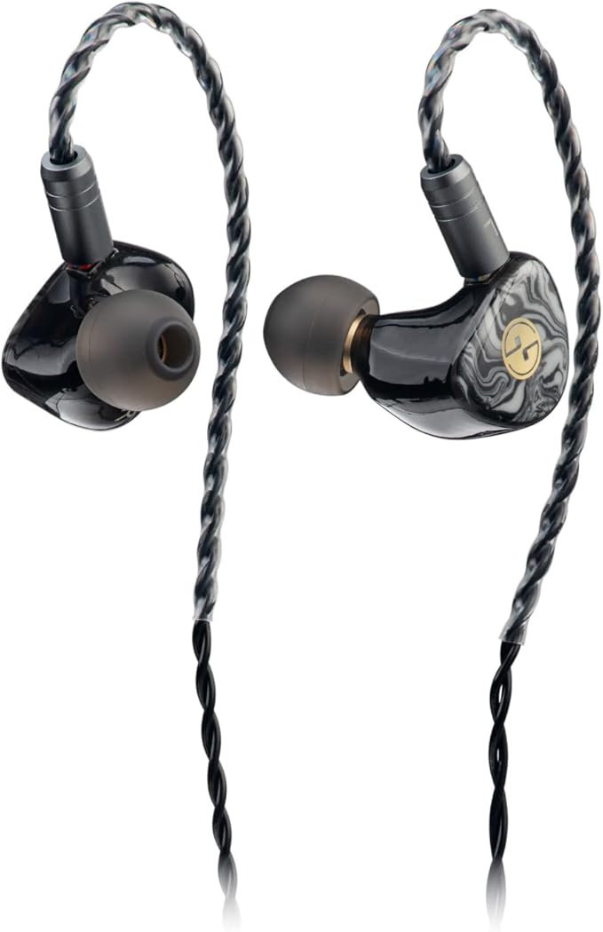 TINHIFI T3 Plus 10mm LCP Dynamic Driver IEM, HiFi Wired Earbuds with Balanced Sound & Deep Bass, 3D Printed Marble Texture Shell, Detachable 2Pin Silver-Plated Cable for Musician Audiophile