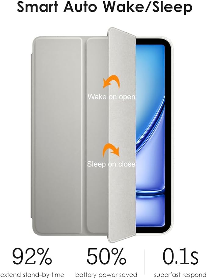 DTTO for iPad Pro 11 Inch 4th/3rd/2nd/1st Generation 2022/2021/2020/2018 Case, Also Fit iPad Air 11-Inch/5th/4th Gen, Slim Lightweight Trifold Stand Soft Back Cover，Auto Sleep/Wake,Silver