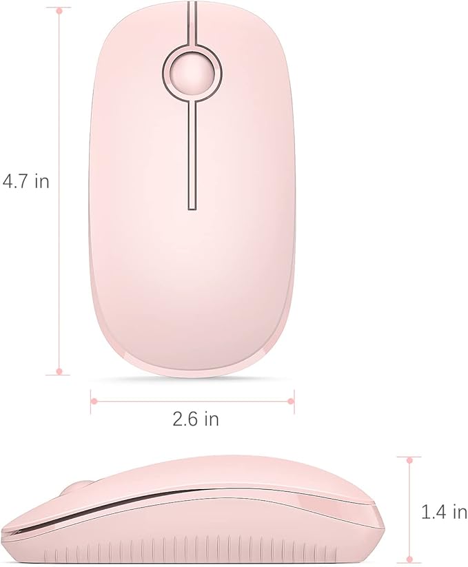 Unipows Wireless Mouse - 2.4G Slim Portable Computer Mouse with Nano Receiver, Less Noise Mobile Optical Mice for Notebook, PC, Laptop, Computer, Mac (Pink)