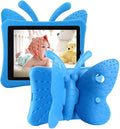iPad 9th 8th 7th Generation Case Kids Girls, Cute Butterfly Shockproof EVA Foam Super Protection Stand Cover for iPad 2021 2020 2019 10.2" and iPad Air 3 Pro 10.5" - Blue