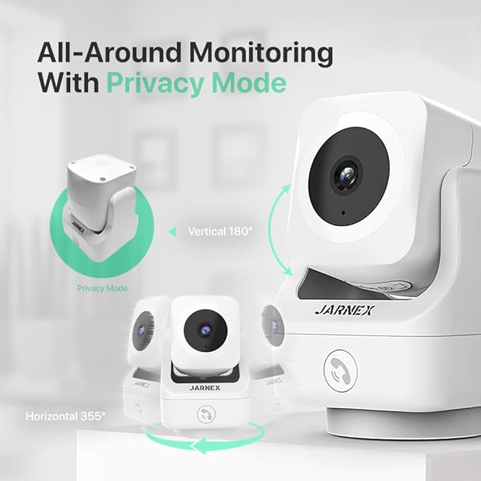 2K Indoor Pan Tilt 360 HD 2.4GHz WiFi Home Security Camera, Baby/Pet Monitors, 2 Way Audio, Smart Light Night, Bluetooth Fast Link, One Click Call, Local/Cloud Storage, Work with Alex/Google