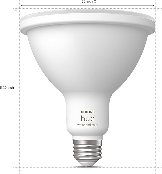 Philips Hue Smart 100W PAR38 LED Bulb - White and Color Ambiance Color-Changing Light - 1 Pack - 1300LM - E26 - Outdoor - Control with Hue App - Works with Alexa, Google Assistant and Apple Homekit