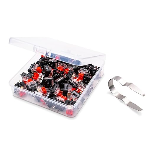 OUTEMU Red Linear Switches, 3-pin 45g Force Dustproof Hot-Swappable Cherry MX Equivalent Switches for Mechanical Keyboard-Pack 32