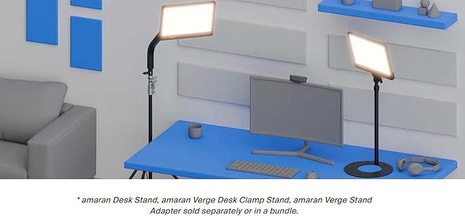 Amaran Verge Bi-Color Edge-lit Rectangular Panel Light, 96+ CRI,0-100% Brightness & 2700K-6500K,Bi-Color,Front-Facing Knobs and APP Control, USB-C PD, Silent for Streaming & Video(White)