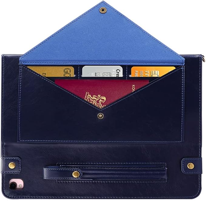 Handbag Case for iPad 10.2" (2019-2021) & iPad Pro/Air 10.5", Techcircle Folio Stand iPad Crossbody Wallet Case with Pencil Holder & Envelope Pocket, Hand Strap+Shoulder Strap Protective Cover, Navy