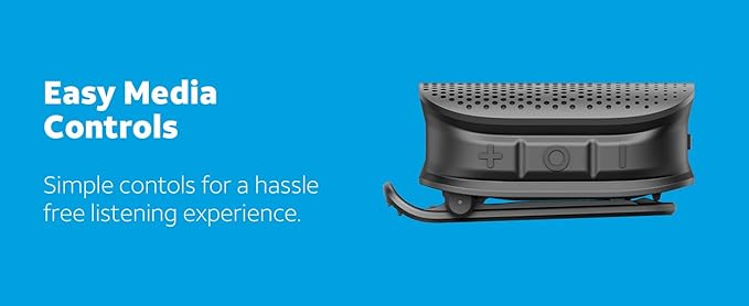 AT&T Essentials Clip Bluetooth Speaker | Mini Portable Bluetooth 5.3 Speaker with USB-C, Waterproof IPX5, 12-Hour Battery, Compact Clip-On Audio for Travel, Dorm, Outdoors - Black