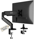 Mount-It! Single Monitor Arm Desk Mount, Gas Spring Monitor Mount, Fits 13–32" Screens up to 17.6 lbs, VESA 75x75 & 100x100, Full Motion Tilt Swivel Rotate, C-Clamp & Grommet Base
