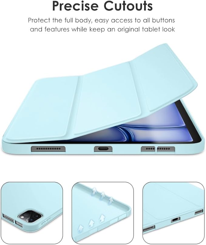 DTTO for iPad Pro 11 Inch 4th/3rd/2nd/1st Generation 2022/2021/2020/2018 Case, Also Fit iPad Air 11-Inch/5th/4th Gen, Slim Lightweight Trifold Stand Soft Back Cover，Auto Sleep/Wake,Ice Blue