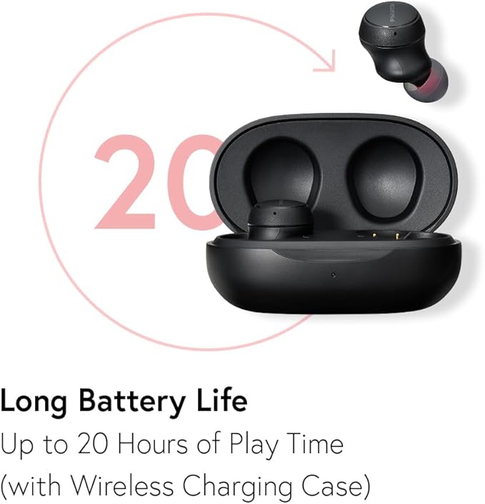 Phiaton Bonobuds Plus Digital Hybrid Active Noise Cancelling True Wireless Earbuds with Qualcomm Snapdragon Sound (Space Black)