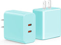 USB C Charger Block, 40W Dual Port Fast Charger 20W Type C Charging Block 3.1A USB Wall Charger Dual Port PD+QC Charging Cube for iPhone 15 16 14 13 12 11 Pro Max XS, iPad, Samsung Phone-Green