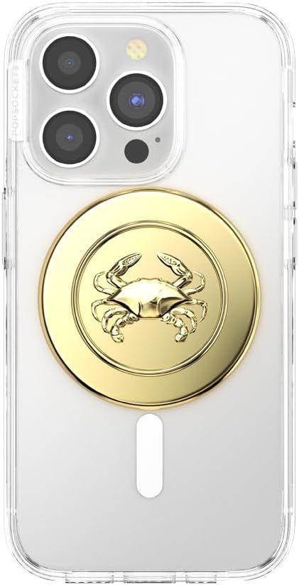 PopSockets Phone Grip for MagSafe, Magnetic Holder, Phone Stand, Gold - Enamel Dungeness