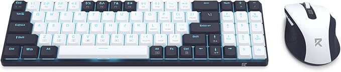 Redragon BS8773 Wireless Keyboard and Mouse Combo, 78 Keys 2.4Ghz Wireless Low-Profile Mechanical Red Switch Keyboard w/Slim Compact Design & Single Blue Backlit, Comfort Grip 2400 DPI Max Mouse