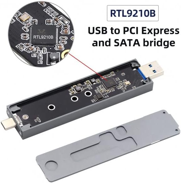 xiwai Type-C USB3.0 to Combo NVME M-Key M.2 NGFF SATA SSD PCBA Case 2280/2242/2230mm Adapter RTL9210B Chipset