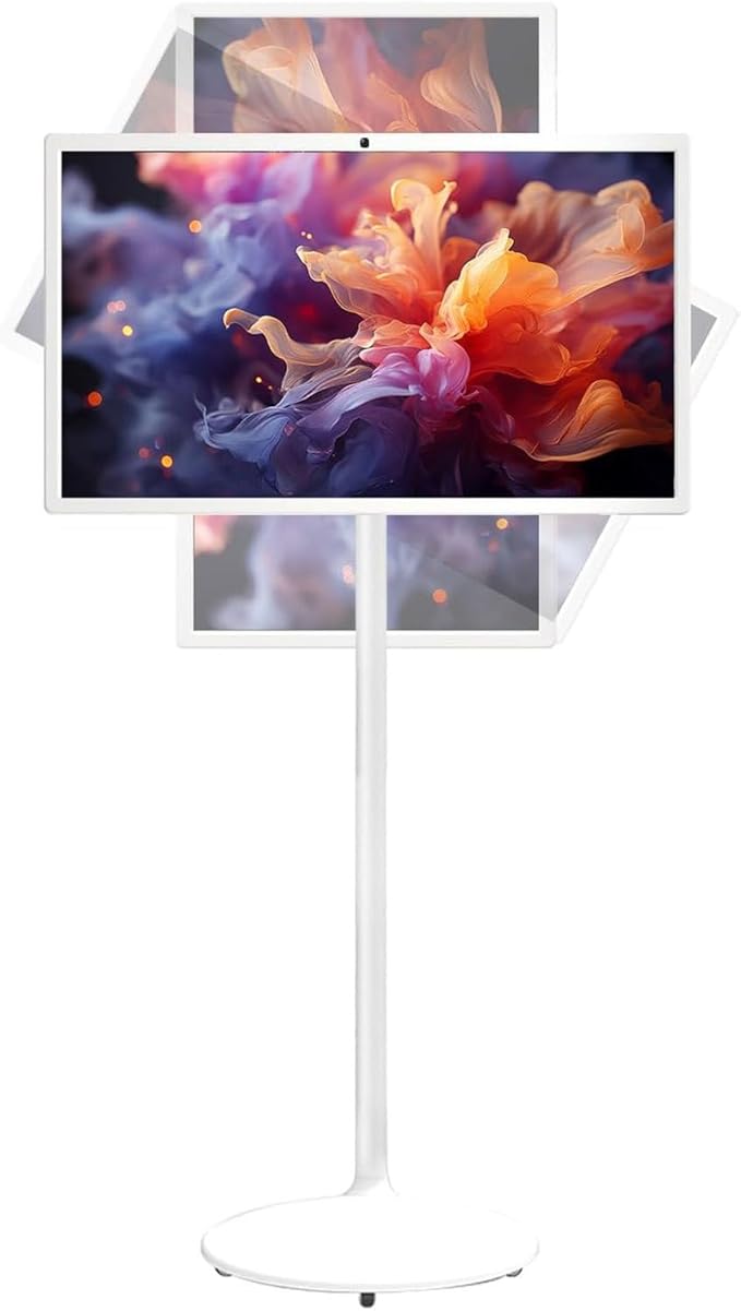 21.5"/24"/27"/32" Portable Rolling Tv, 1080p/4k Smart Portable Wireless Touch Screen Tv On Wheels, 4+64gb/8+128gb,with Large Display, Larger Battery Up to 5-8hr,60hz Refresh Rate 32in-4G64G