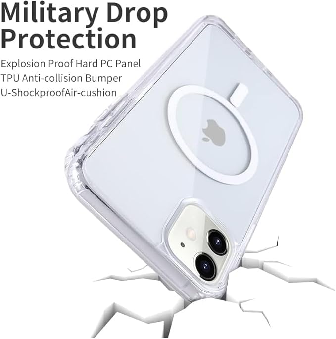 Strong Magnetic Clear for iPhone 11 Case [Compatible with MagSafe] [Military Grade Drop Tested] Shockproof Protective Slim Thin Phone Cover 6.1 Inch Clear