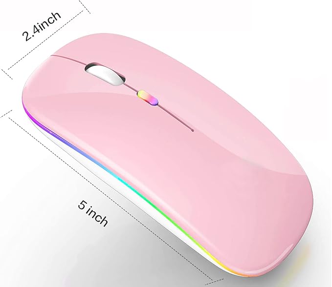 PEIBO Bluetooth Wireless Mouse for Laptop mac MacBook ipad MacBook air MacBook pro pc Desktop Computer Windows Chromebook Notebook (Pink White)
