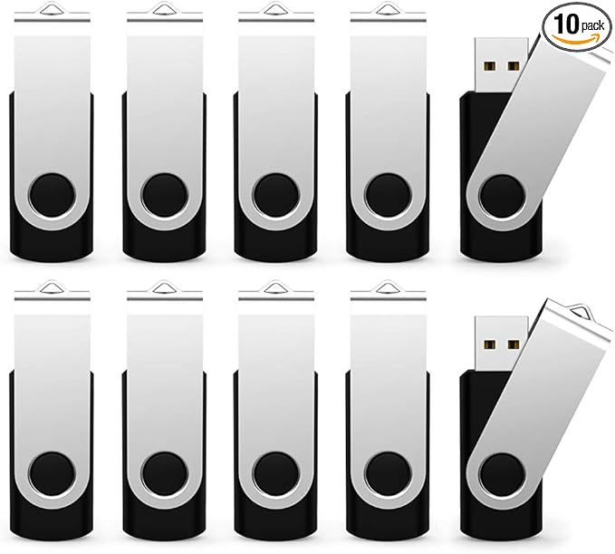 Maspen 10 Pack 4GB USB 2.0 Flash Drives Bulk Pack USB Thumb Drives Memory Stick Jump Drive Pen Drives with LED Indicator (4 GB, 10pcs, Black)