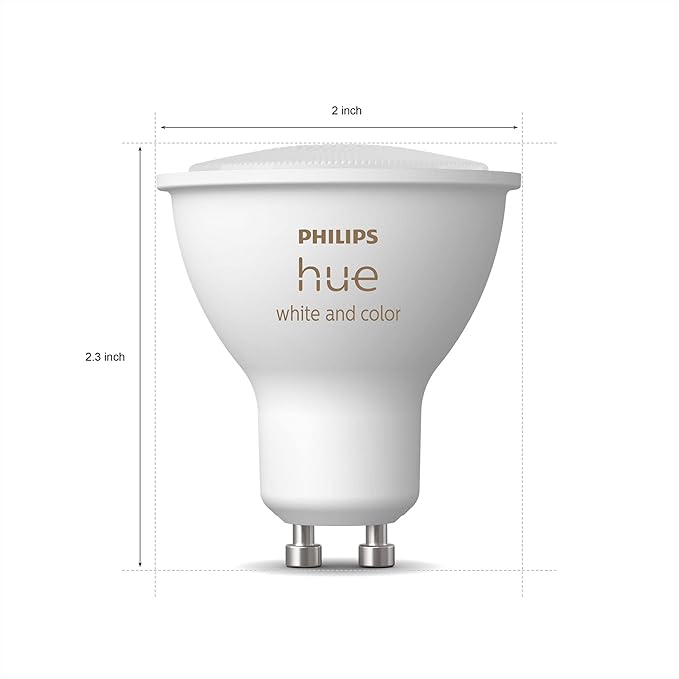 Philips Hue Smart 60W GU10 LED Bulb - White and Color Ambiance Color-Changing Light - 2 Pack - 450LM - Indoor - Control with Hue App - Works with Alexa, Google Assistant and Apple Homekit, 584680