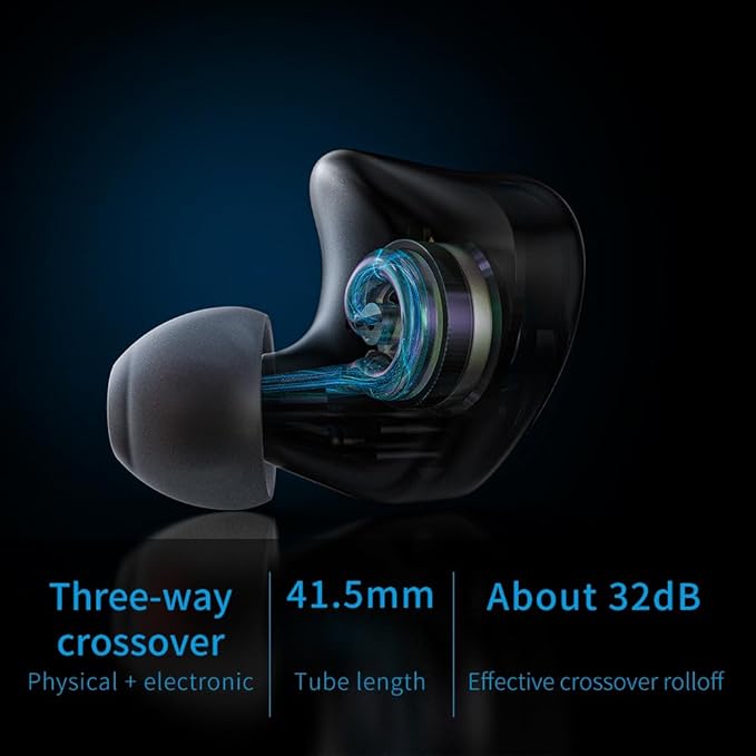 FIIO FH3 HiFi Earphones 3 Drivers (1 Dynamic + 2 Knowles BA), in-Ear Earphones High Resolution, Bass Sound, High Fidelity for Smartphone/PC/Tablet