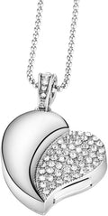 USB Flash Drive, Diamond Heart 8GB / 16GB / 32GB USB2.0 Waterproof USB Memory Stick Date Storage Pendrive Thumb Drives (32GB, Silver Heart)