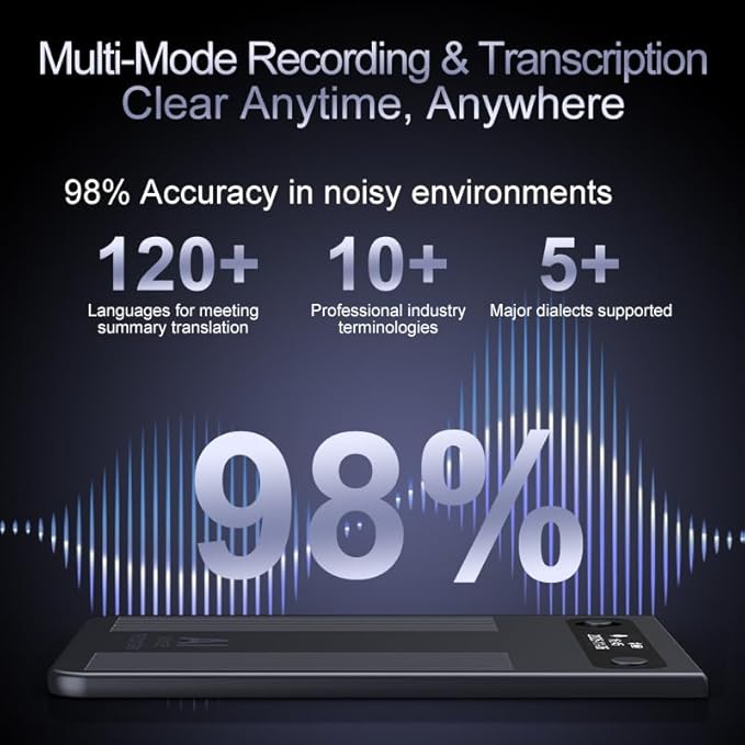 AI Voice Recorder, Transcribe & Summarize with AI, App Control, Supports 120+ Languages for Lectures, 64GB Memory, Audio Recorder for Lectures, Meetings, Calls,Blue