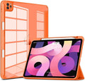VIKESI for iPad Pro 11 Inch 4th/3rd/2nd/1st Generation Case, iPad Air 11-inch / 5th / 4th Generation Case with Clear Back,Pencil Holder,Auto Sleep/Wake,Camera Protection,Orange