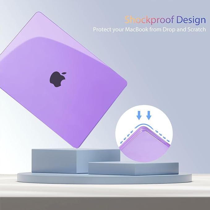 Teryeefi MacBook Air 13.6 Inch Case 2022 2024 2025 2026 Model A2681/A3113/A3240/A3449 with M2 M3 M4 M5 Chip, Hard Shell Cover with Keyboard Cover & USB 3.0 Adapter, Crystal Purple