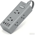 3Ft Extension Cord with Multiple Outlets, Flat Plug Power Strip Surge Protector with 3 Ft Cord, 6 Outlet 4 USB Ports (2 USB C), Multi Outlet Wall Plug for Travel, College, Dorm Room Essentials(Grey)
