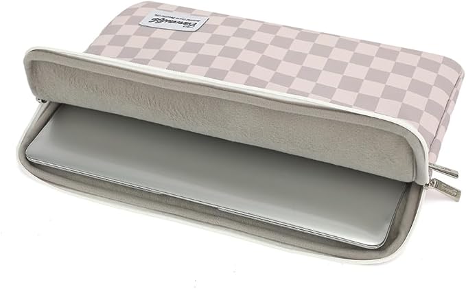 Canvaslife Neutral Checker Pattern Laptop Sleeve Case Cover with Pocket for MacBook Pro 14 inch and 14 inch-14.4 inch HP, Lenovo, Dell, ASUS, Acer Notebook Computer
