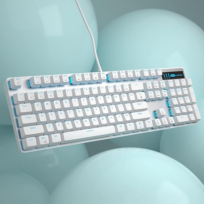 MageGee Mechanical Gaming Keyboard, Wired USB Adjustable Backlight Keyboard, New Mechanical Storm 100% Anti-ghosting Keyboards with Blue Switches for Windows PC/MAC Games (White)