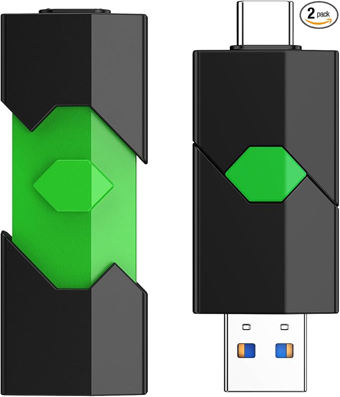 K&ZZ 128GB USB Flash Drives 2 Pack Dual Type C + USB A Flash Drive 2 in 1 USB 3.0 Thumb Drive Push-Pull Cover Photo Stick