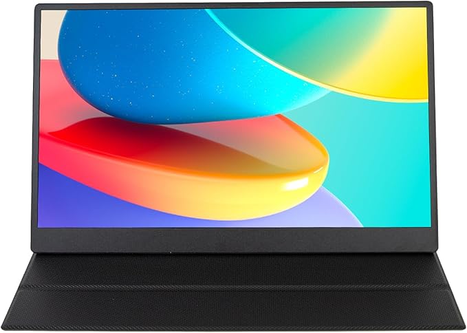 Portable Monitor, 15.6" 1080P FHD IPS Travel Monitor w/Smart Cover & Speakers, HDMI USB C Plug & Play, Second External Monitor for Laptop/PC/Phone/Mac