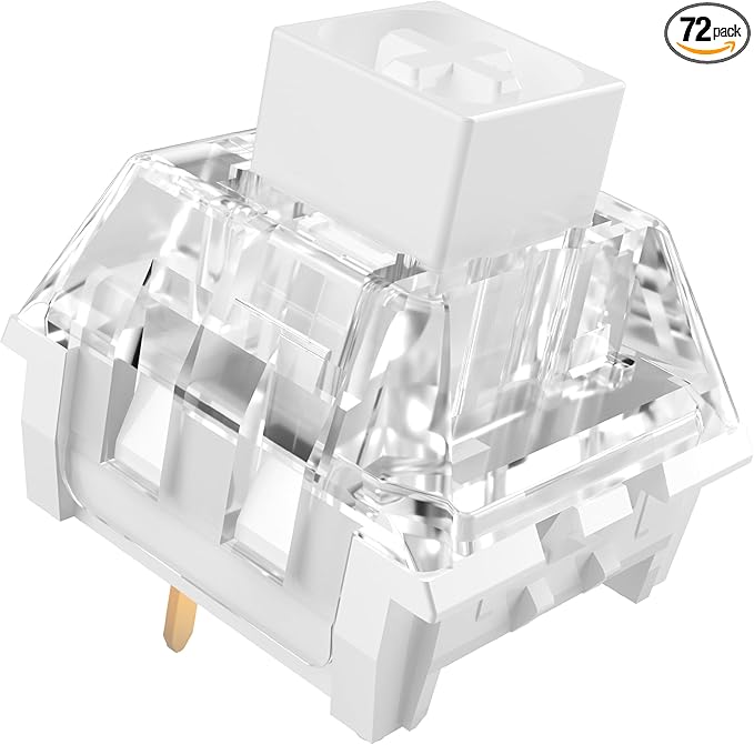 Kailh Box White Clicky Keyboard Switch,3-pin 45gf Pre-Lubed Dustproof Waterproof RGB SMD Key Switches for 3D Prints and Mechanical Gaming Keyboard(White,72pcs)